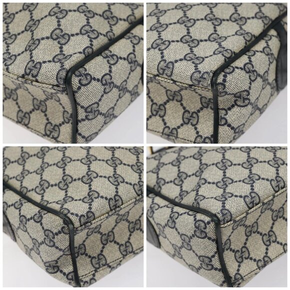 GUCCI GG Supreme Sherry Line Hand Bag PVC Leather Navy Red - Picture 16 of 16